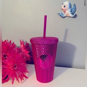NWT 💗Starbucks Pink Chrome Studded Tumbler ‘Sangria Bling’ Magenta Metallic